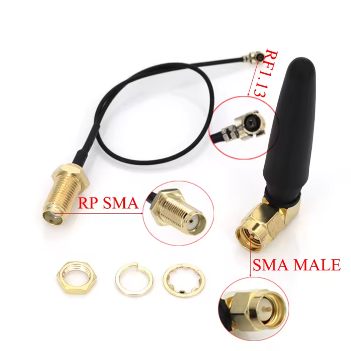 otronic LoRa Antenne 433MHz 3dBi Extern met IPEX en SMA Aansluiting