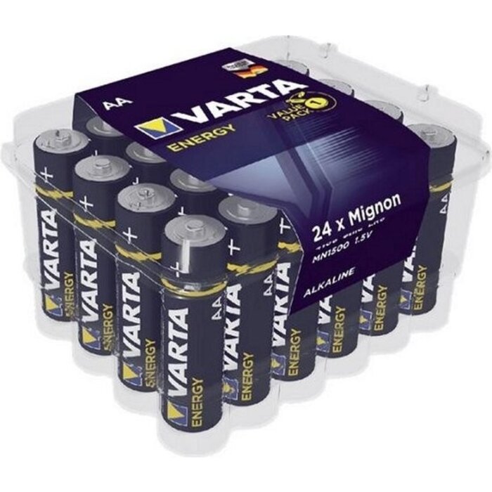 VARTA Alkaline Penlite MN1500 AA LR06 Batteries in Transparent Box of 24 Pieces