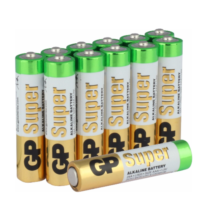 G.P. Alkaline Ultra Battery LR03 AAA 1.5V Mini Penlite, Box of 12 Pieces