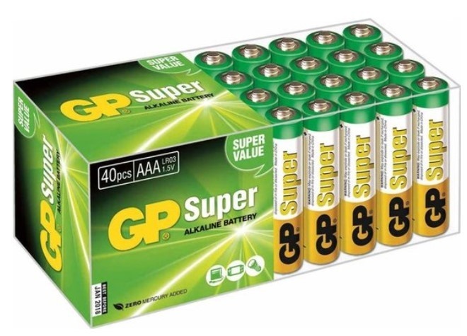 G.P. Alkaline Ultra Battery LR03 AAA 1.5V Mini Penlite Box of 40 pieces