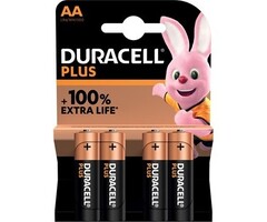 Duracell Plus Alkaline 100% MN1500 AA 4-Pack LR6