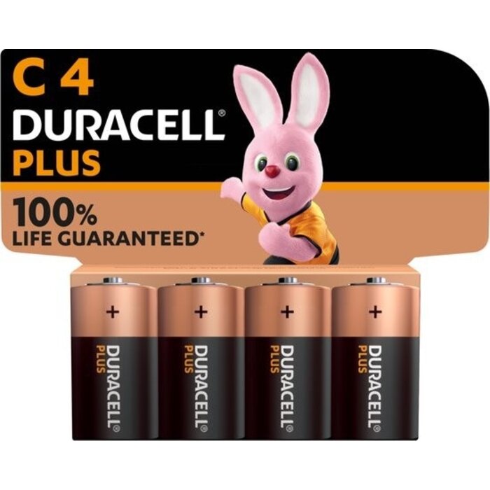 Duracell Plus Alkaline 100% MN1400 C-cel 4-Pack LR14