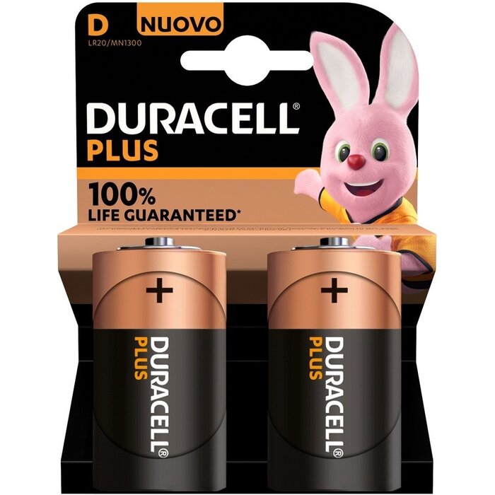 Duracell Plus Alkaline MN1300 D-cel 2-Pack LR20