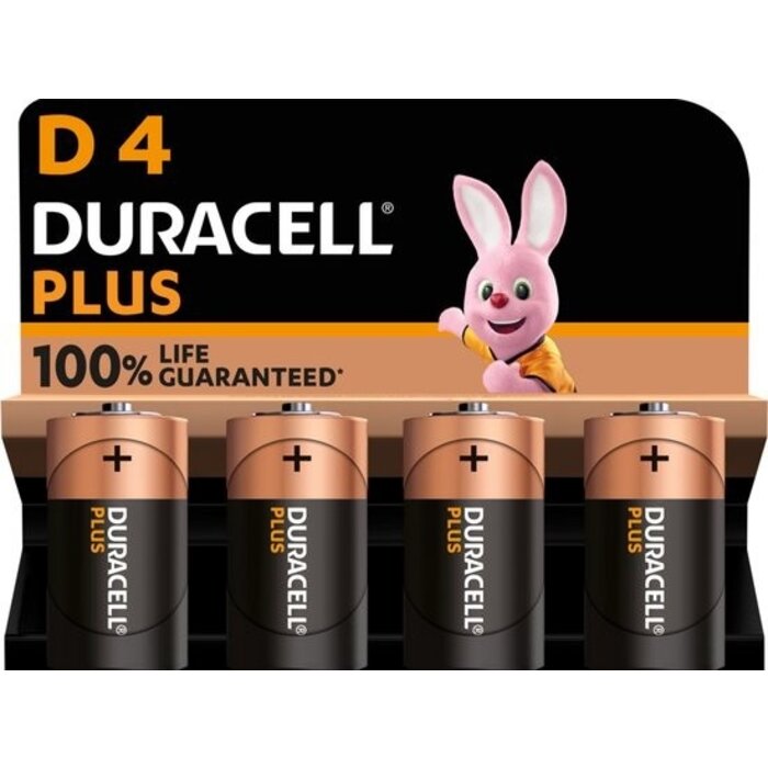 Duracell Plus Alkaline MN1300 D-cel 4-Pack LR20