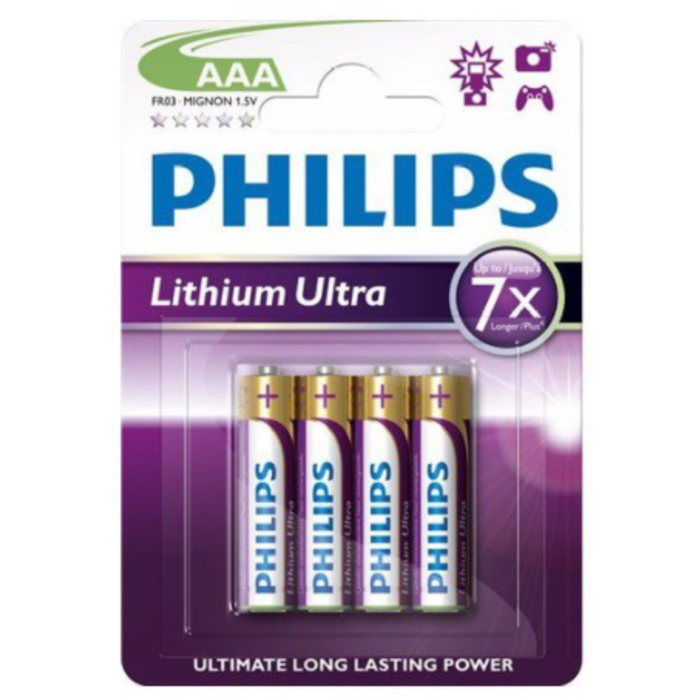Batterie Lithium Ultra AAA 1.5V FR3 BLS4 Philips