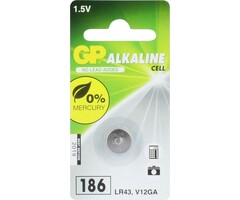 G.P Button Cell Battery LR43 186 Alkaline 1.5V