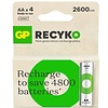 G.P. ReCyko+ Wiederaufladbare Batterie Nimh AA R06 2600mAh 1.2V Blister 4 Stücke