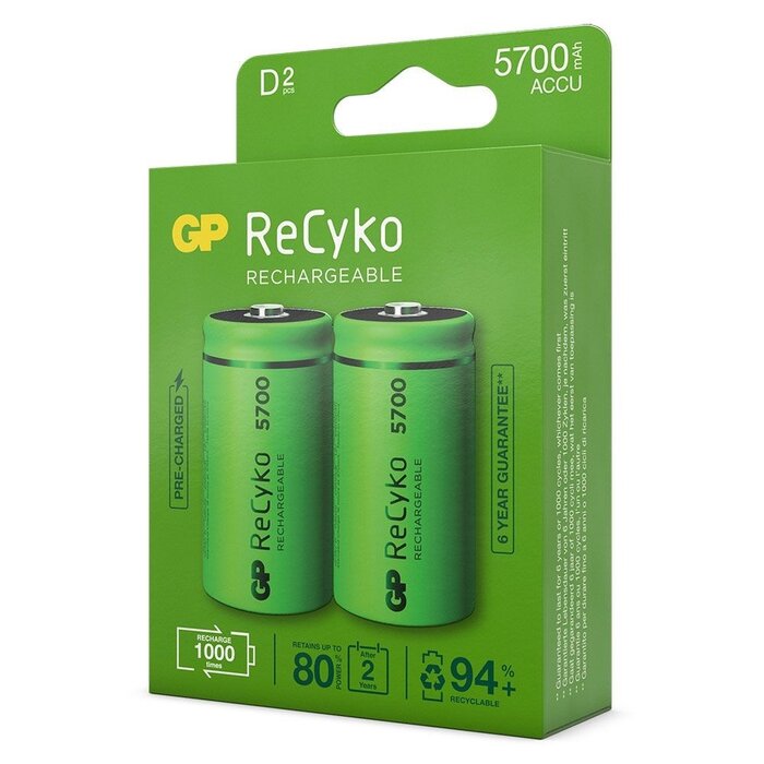Batterie rechargeable G.P ReCyko+ D-Cell R20 5700Mah 1.2V Bls2