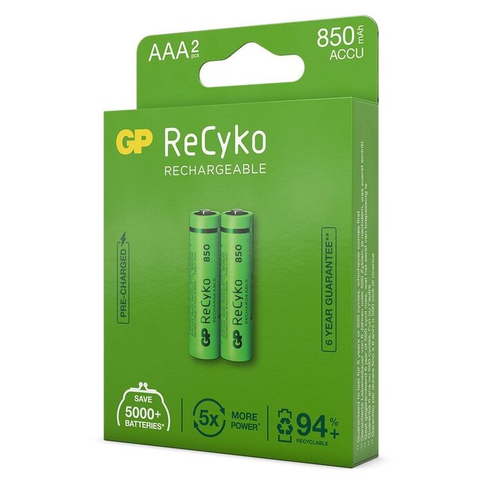 G.P Wiederaufladbare ReCyko+ Batterie R03 AAA 850mAh 1.2V Blister 2 Stück