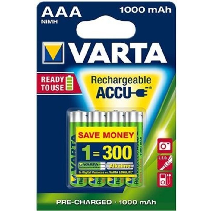 Varta Oplaadbare Batterij R2Use AAA R03 1000mAh Potlood BLS4