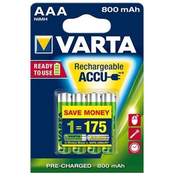 Varta Wiederaufladbare Batterie R2Use AAA R03 800mAh Bleistift BLS4