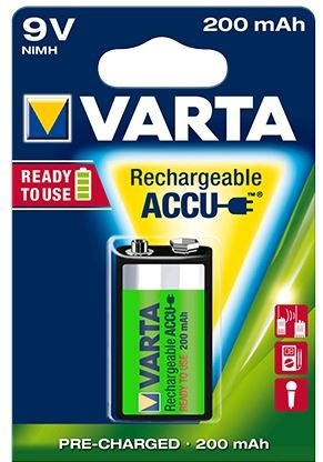 Varta Rechargeable 9Volt Battery R2Use 6Lr61 200mAh