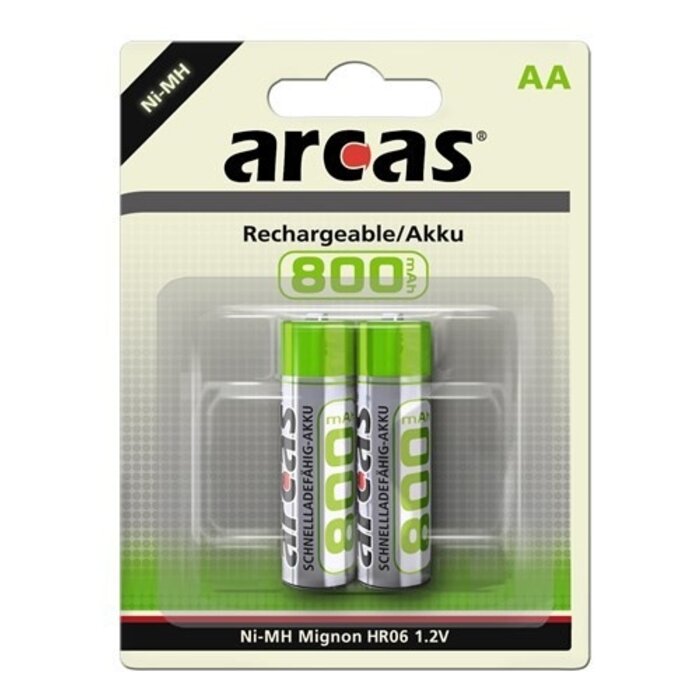 Batterie Rechargeable Arcas NiMH AA R06 800mAh 1.2V Penlite BLS2