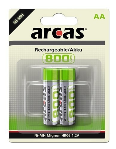 Arcas Oplaadbare Batterij NiMH AA R06 800mAh 1.2V Penlite BLS2