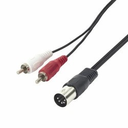 GN-4101 Audio Din-Tulp Verbindingskabel 1.50m - 5.0mm - DIN Male naar 2x Tulp Male