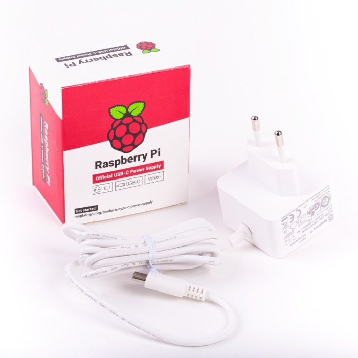 Raspberry Pi 15W USB-C Power Supply for Raspberry Pi 4 – White