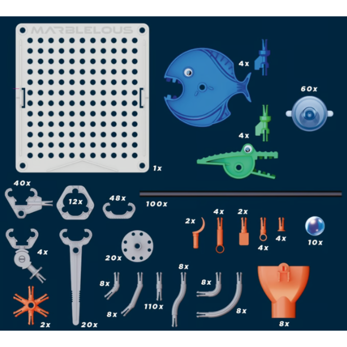 Marblelous Marblelous Marble Run Starter Set, 500 Pieces