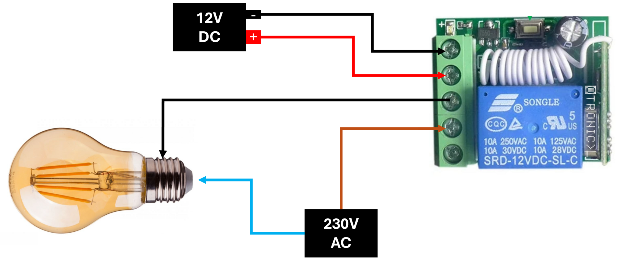 Otronic Draadloze Programmeerbare Relaismodule incl. Afstandsbediening (4 knoppen) - 12V 433Mhz RF