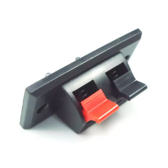 Bornier haut-parleur 2 pôles avec bornes à ressorts à pression