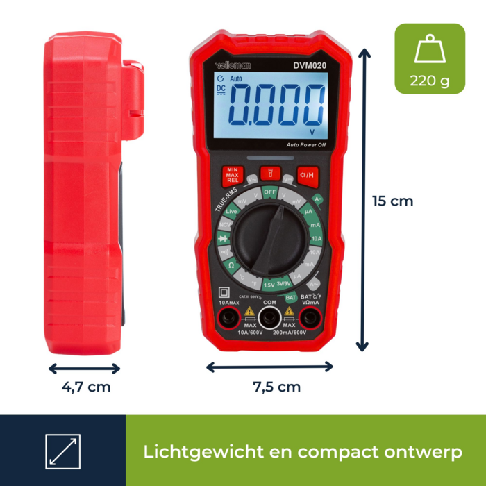 Velleman Velleman Digitales Multimeter CAT III 600V - Präzise Messungen für Profis