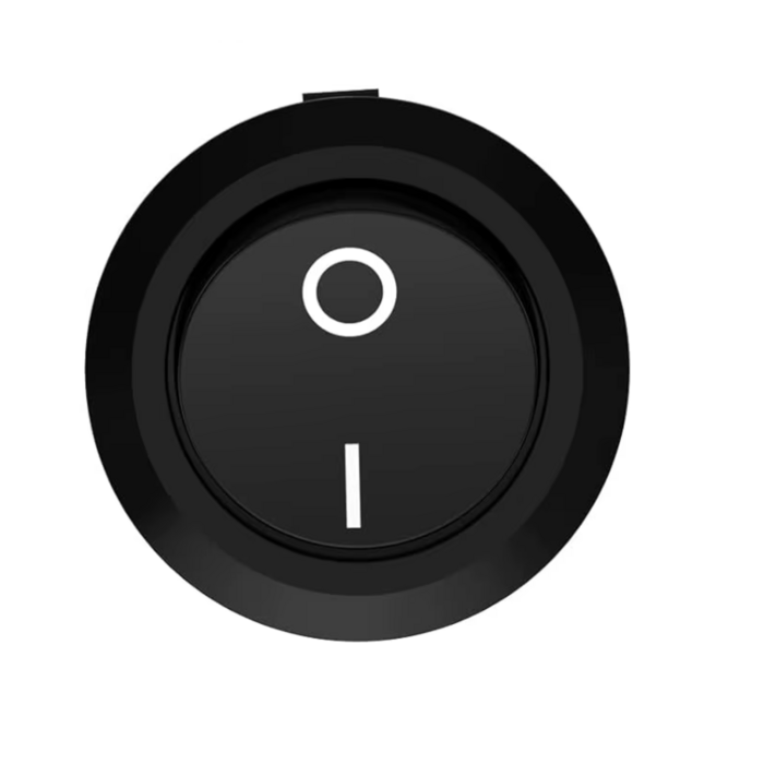 AAN/UIT Wipschakelaar rond 15mm inbouw - zwart kunststof