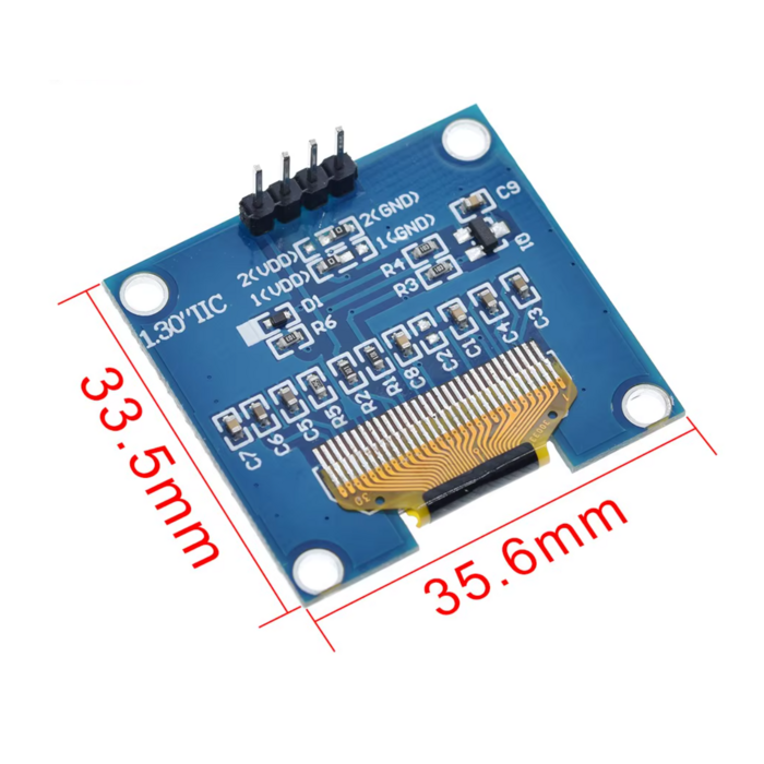Mini OLED display white 1.3 inch 128x64 pixels with I2C interface