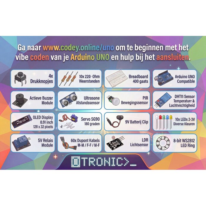 Arduino Starterkit UNO R3 Nederlandstalig met Codey Ai Vibe Coding