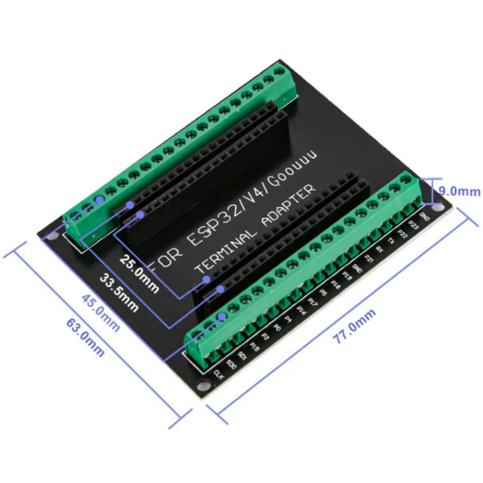 Carte d'extension ESP32 32U 38 broches avec bornes à vis - Connexion facile