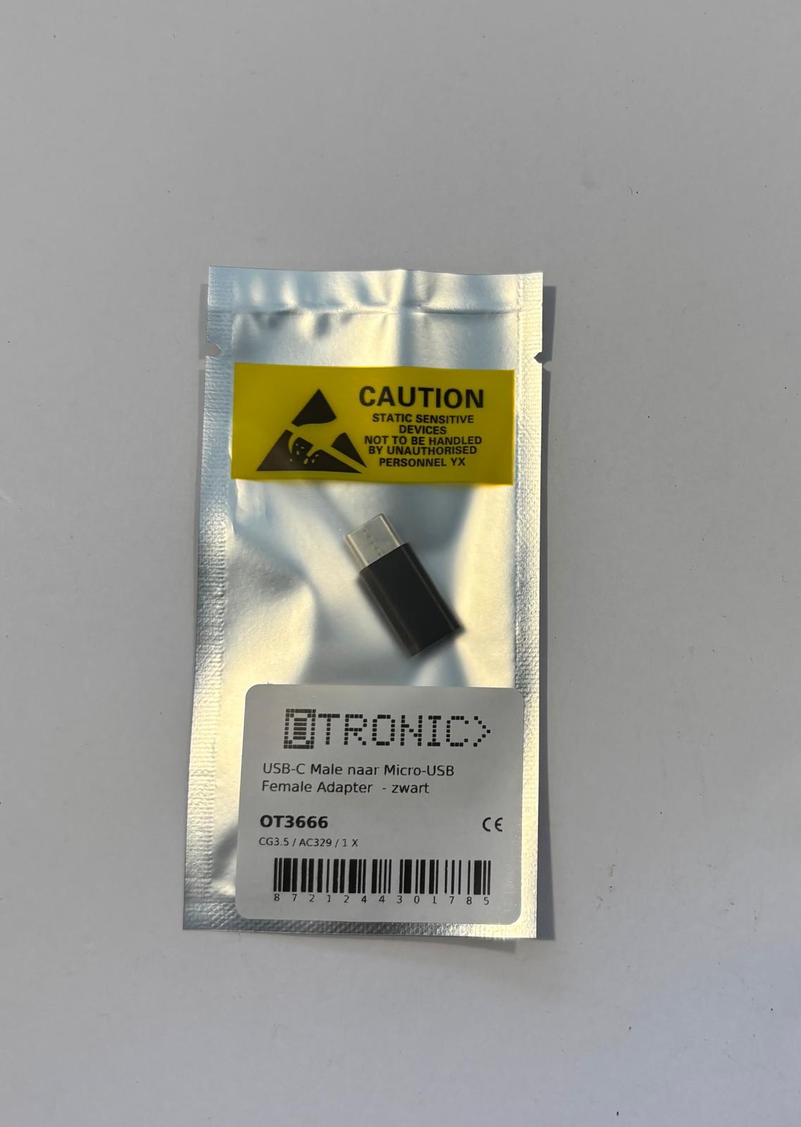 Otronic USB-C-Stecker auf Micro-USB-Buchse-Adapter – Schwarz