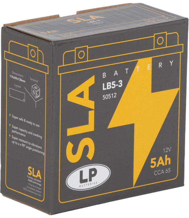 Landport (LP) SLA LB5-3 AGM motor accu 12 volt 5 ah (50512 - YB5-3)