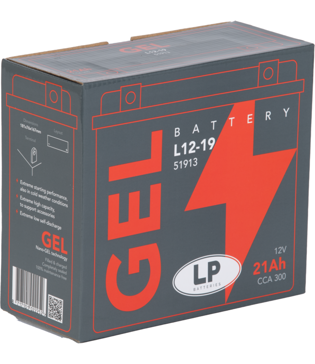 Landport (LP) L12-19 motor GEL accu 12 volt 21,0 ah (51913 - G12-19)