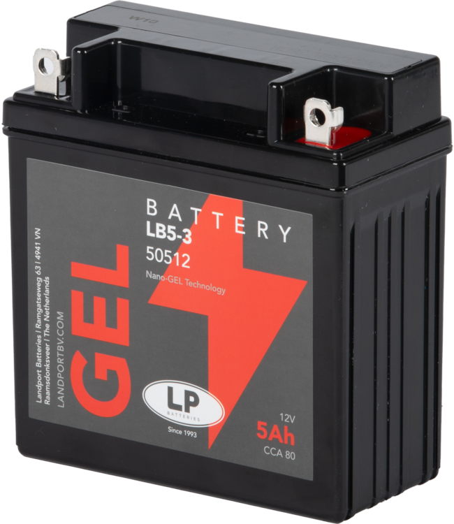 Landport (LP) LB5-3 motor GEL accu 12 volt 5,0 ah (50512 - GB5L-B)