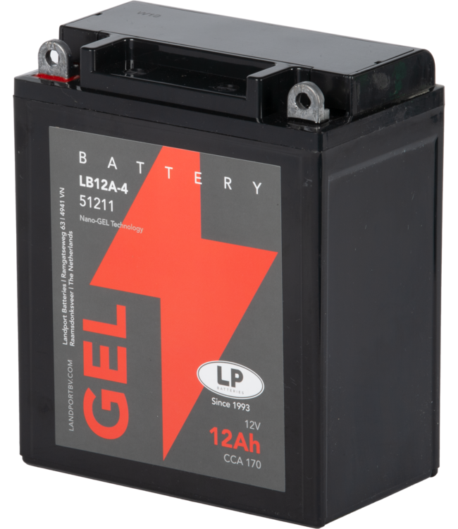 Landport (LP) LB12A-4 motor GEL accu 12 volt 12,0 ah (51211 - GB12A-A)