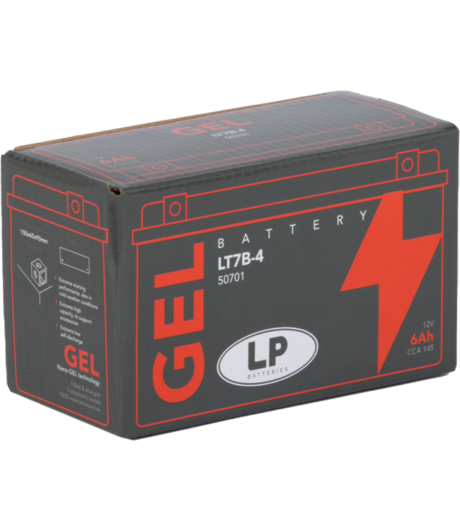 Landport (LP) LT7B-4 motor GEL accu 12 volt 6 ah (50701 - GT7B-4)