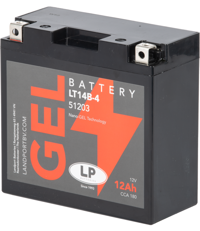 Landport (LP) LT14B-4 motor GEL accu 12 volt 12,0 ah (51203 - GT14B-4)