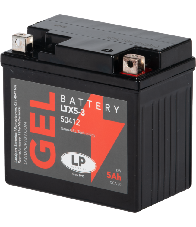 Landport (LP) LTX5-3 motor GEL accu 12 volt 5,0 ah (50412 - GTX5-3)