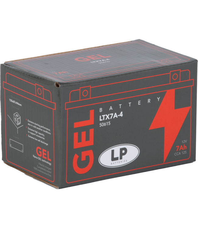 Landport (LP) LTX7A-4 motor GEL accu 12 volt 7,0 ah (50615 - GTX7A-4)