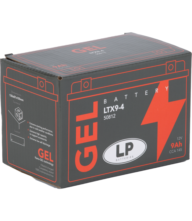 Landport (LP) LTX9-4 motor GEL accu 12 volt 9,0 ah (50812 - GTX9-4)