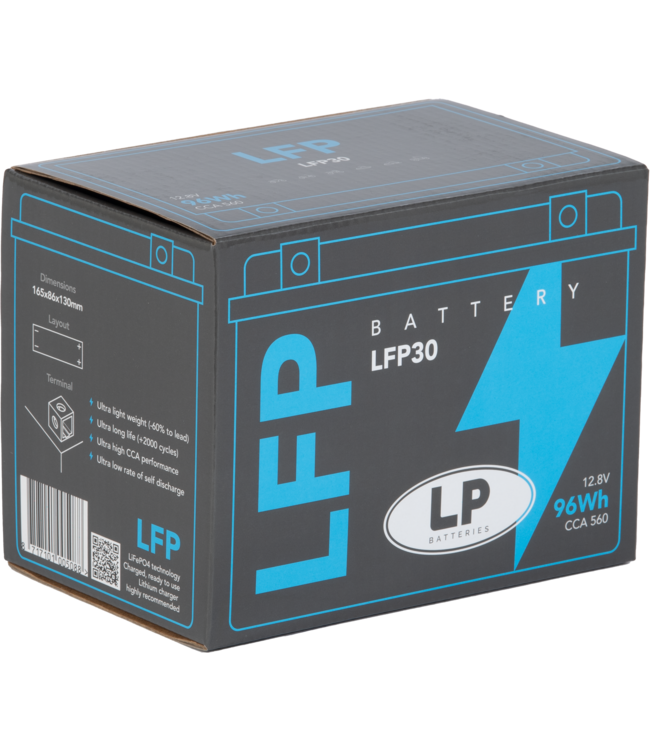Landport (LP) LFP30 12 volt 96,0 Wh ﻿Lithium LiFePO4 motor accu