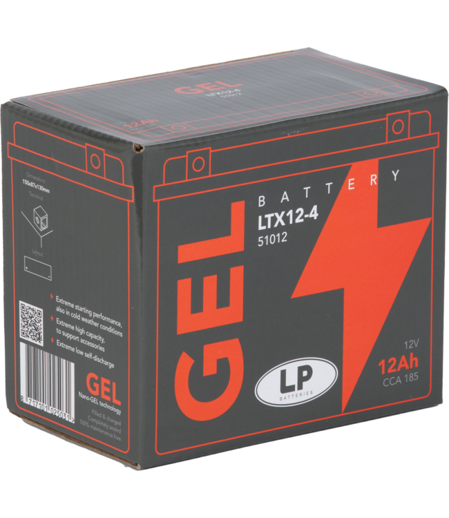 Landport (LP) LTX12-4 motor GEL accu 12 volt 12,0 ah (51012 - GTX12-4)
