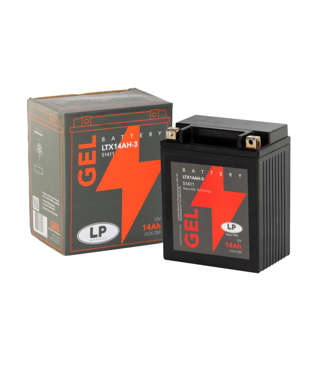 Landport (LP) LTX14AH-3 motor GEL accu 12 volt 14,0 ah (51411 - GB14L-A2)