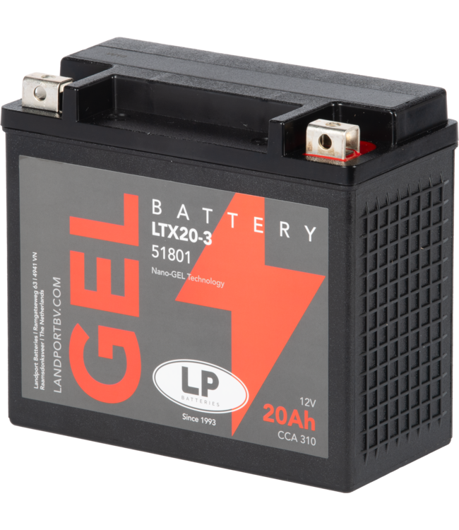 Landport (LP) LTX20-3 motor GEL accu 12 volt 20 ah (51801 - GTX20-3)
