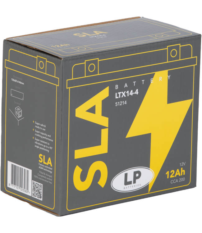 Landport (LP) SLA LTX14-4 AGM motor accu 12 volt 12,0 ah (51214 - YTX14-4)