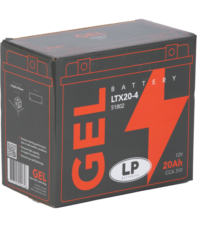 Landport (LP) LTX20-4 motor GEL accu 12 volt 20 ah (51802 - GTX20-4)