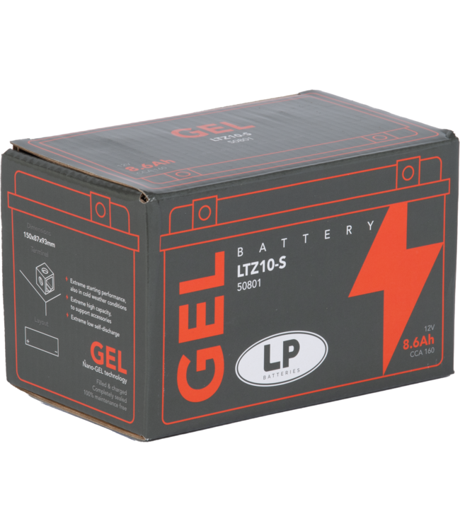 Landport (LP) LTZ10-S motor GEL accu 12 volt 8,6 ah (50801 - GTZ10-S)