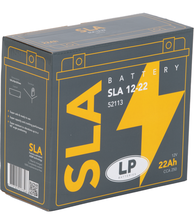 Landport (LP) SLA 12-22 AGM motor accu 12 volt 22,0 ah (52113 - MS SLA 12-22)