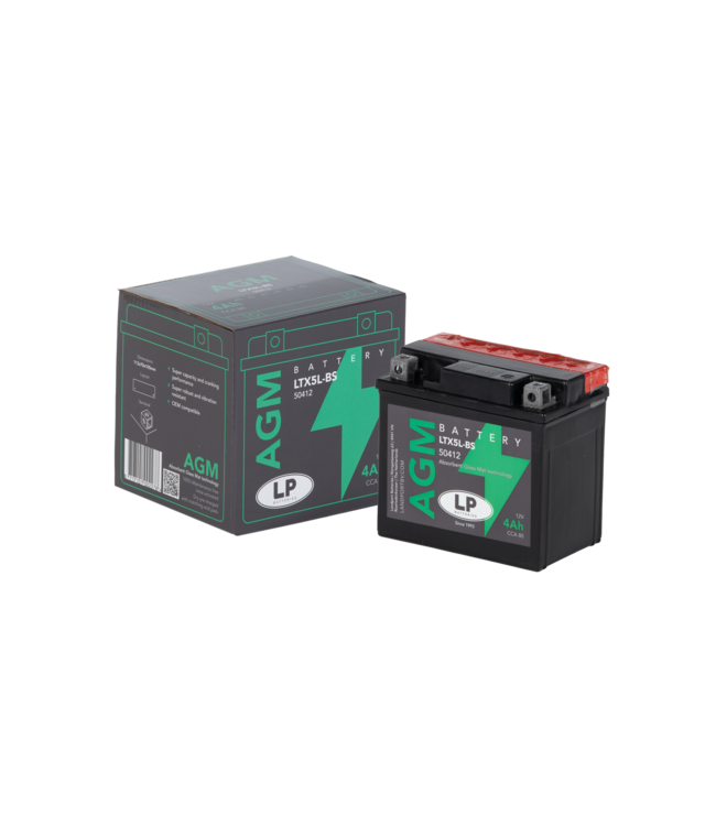 Landport (LP) LTX5L-BS 12 volt 4,0 ah AGM motor accu (50412 - YTX5L-BS)