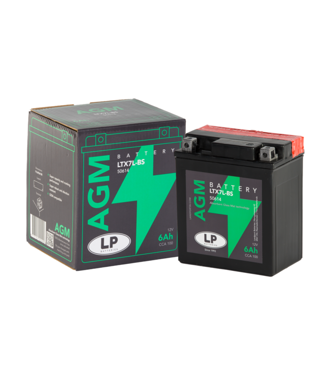Landport (LP) LTX7L-BS 12 volt 6,0 ah AGM motor accu (50614 - YTX7L-BS)