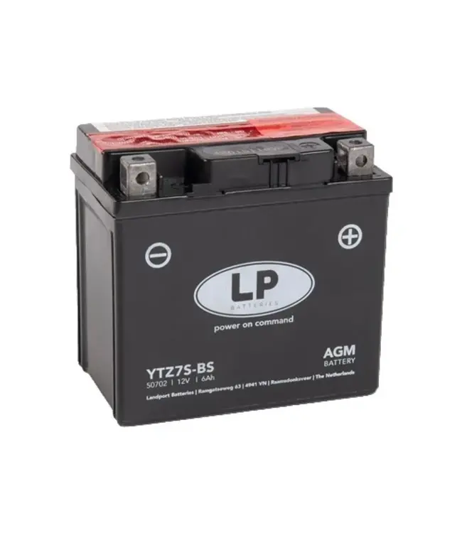Landport (LP) LTZ7S-BS 12 volt 6,0 ah AGM motor accu (50702 - YTZ7S-BS)