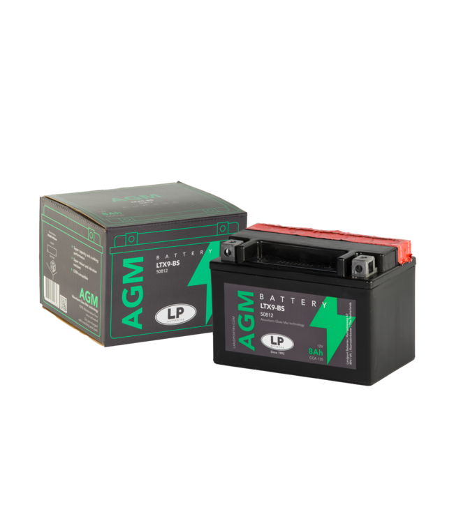 Landport (LP) LTX9-BS 12 volt 8,0 ah AGM motor accu (50812 - YTX9-BS)